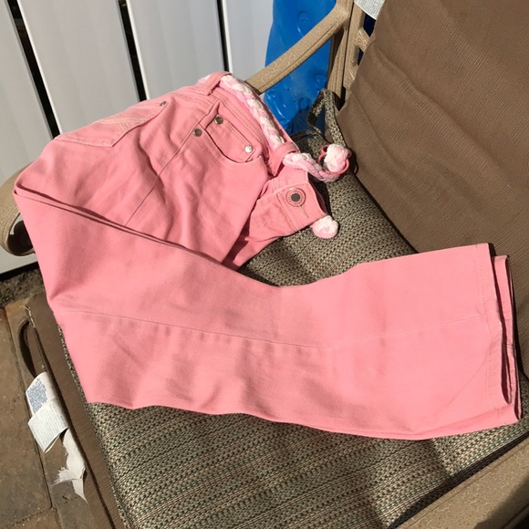 ♥️2for$20♥️Kids Coral/pink boot cut jeans - Picture 3 of 7
